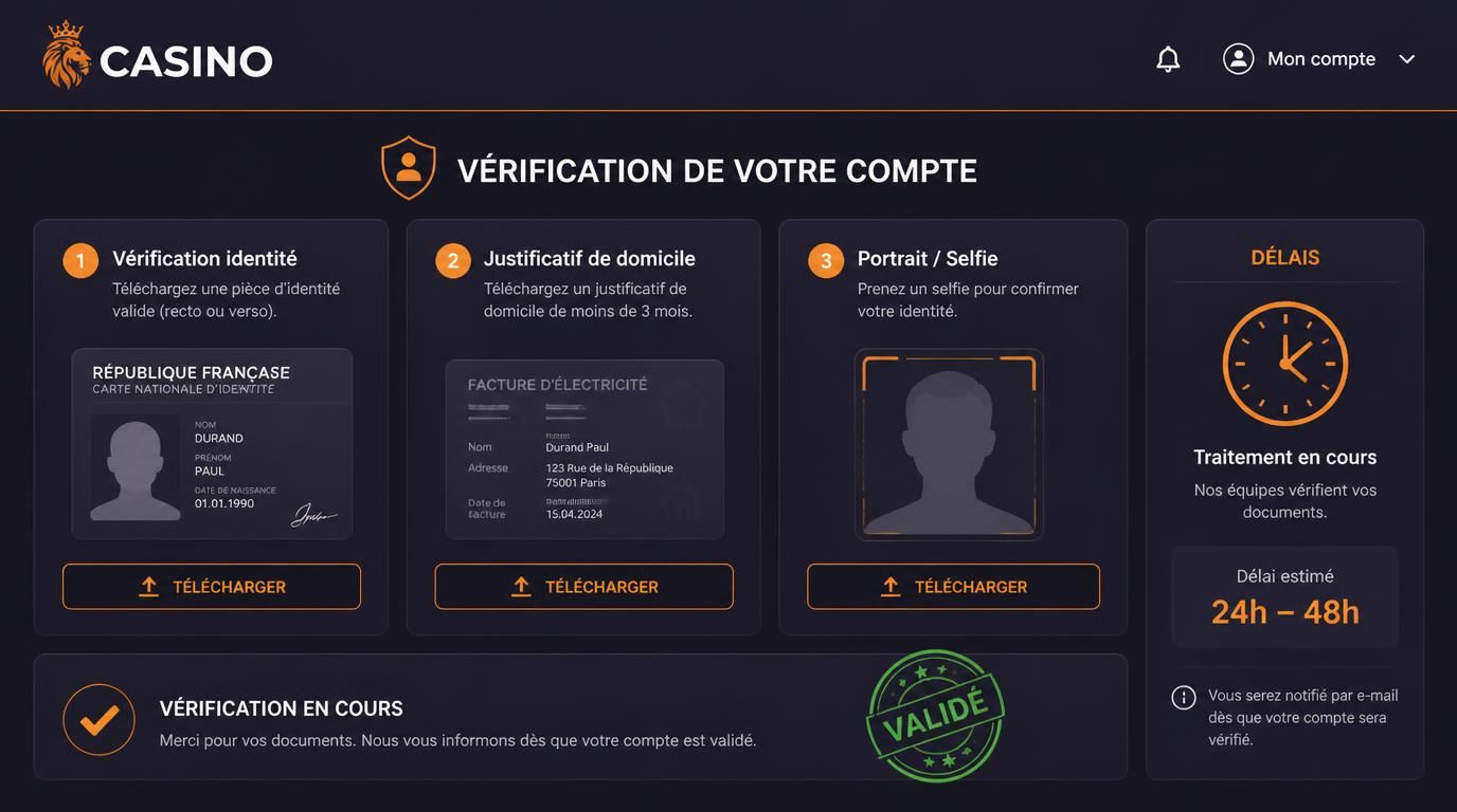 Documents dâidentitĂ© et selfie pour vĂ©rification KYC