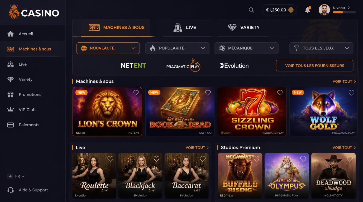 Catalogue de jeux varié et interface organisée